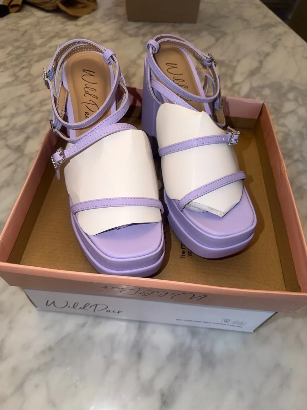 Wild Pair Lilac Platform Block Heel Sandals